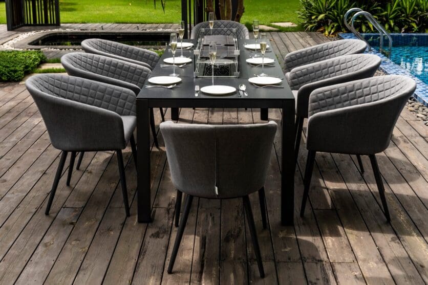 maze ambition fire pit dining set