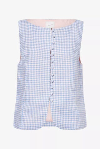 Reformation Addison Gingham Linen Top